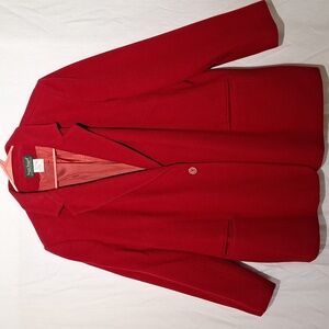 Vintage Wool Cashmere Coat, Red Oversized, Harve Benard